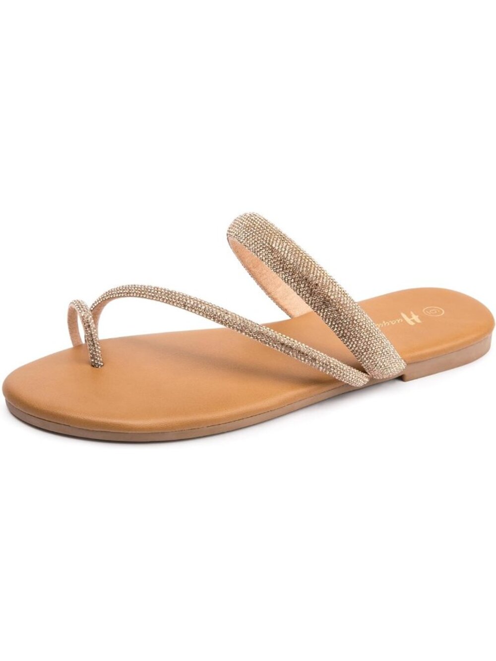 Rhinestone Slide Sandals for Women | Flat Slip-On Thong Flip Flops - Stylish